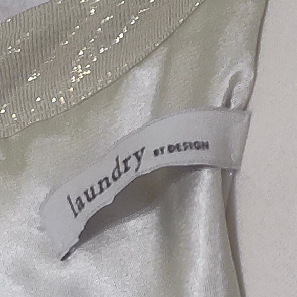 NWOT Laundry Gold Lame Lace Cream Lining Zip Closure Cotton/Nylon Midi Dress Sz8 - Picture 9 of 11